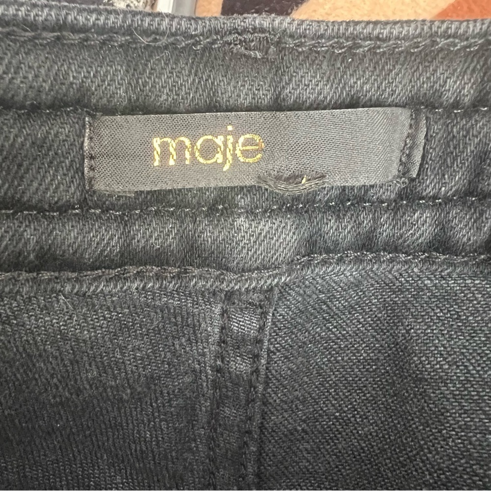 Maje Platane Braided Trim Flare Jeans Black - Picture 8 of 10